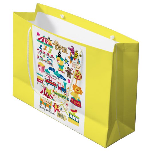 Gelukkige Verjaardag Gift Bag Carnaval Circus Groot Cadeauzakje (Voorkant Gekanteld)