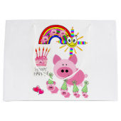 Gelukkige Verjaardag Gift Bag Roze Varken Groot Cadeauzakje (Voorkant)