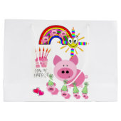 Gelukkige Verjaardag Gift Bag Roze Varken Groot Cadeauzakje (Achterkant)
