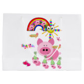 Gelukkige Verjaardag Gift Bag Roze Varken Groot Cadeauzakje (Achterkant)