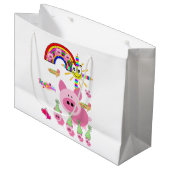 Gelukkige Verjaardag Gift Bag Roze Varken Groot Cadeauzakje (Voorkant Gekanteld)