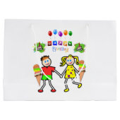 Gelukkige Verjaardag Gift Bag Twin Groot Cadeauzakje (Achterkant)