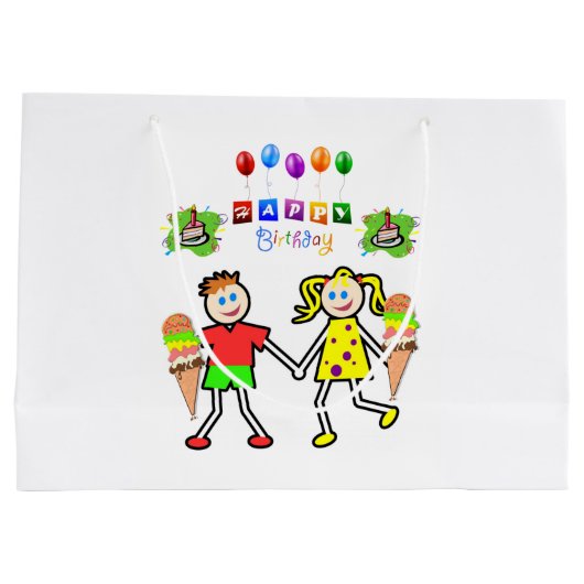 Gelukkige Verjaardag Gift Bag Twin Groot Cadeauzakje (Achterkant)