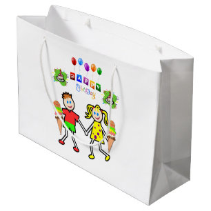 Gelukkige Verjaardag Gift Bag Twin Groot Cadeauzakje