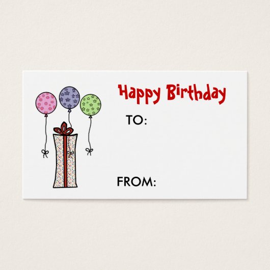 Gelukkige Verjaardag, Gift label Visitekaartje (Voorkant)
