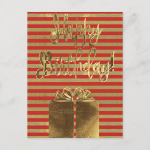 Gelukkige Verjaardag Gift Rood Goud Typografie Ges Briefkaart