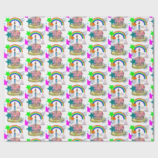 Gelukkige Verjaardag Gift Wrapping Papier Regenboo (Vlak)