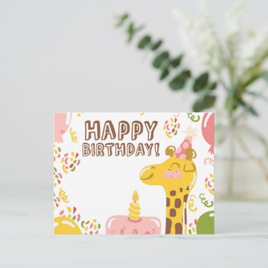 Gelukkige Verjaardag Giraffe Briefkaart (Staand voorkant)