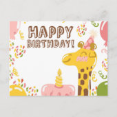 Gelukkige Verjaardag Giraffe Briefkaart (Voorkant)