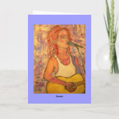 Gelukkige verjaardag Gitaarmeisje Kaart (Achterkant)