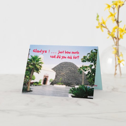 Gelukkige Verjaardag - Gladys/Steenkool Kaart (Gele Bloem)