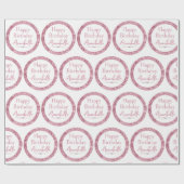 Gelukkige Verjaardag Glamoureuze Roze Glitter en D Cadeaupapier (Vlak)