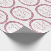 Gelukkige Verjaardag Glamoureuze Roze Glitter en D Cadeaupapier (Hoek)