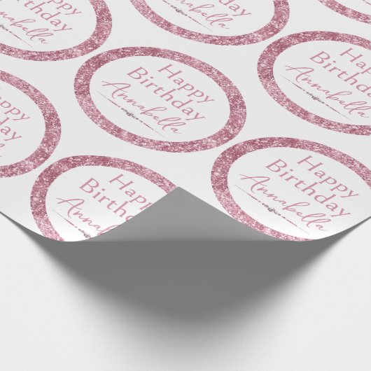 Gelukkige Verjaardag Glamoureuze Roze Glitter en D Cadeaupapier (Hoek)