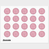 Gelukkige Verjaardag Glamoureuze Roze Glitter en D Ronde Sticker (Vel)
