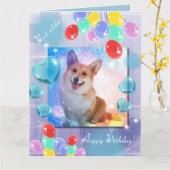 Gelukkige verjaardag glimlachend Corgi Kaart (Gele Bloem)