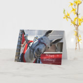 Gelukkige verjaardag glimlachende muilezel kaart (Gele Bloem)