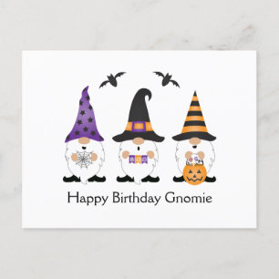 Gelukkige verjaardag Gnomie Halloween Paars Oranje Briefkaart