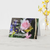 Gelukkige Verjaardag Goddochter-Roze Rose Bouquet Kaart (Gele Bloem)