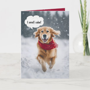 Gelukkige verjaardag Golden Retriever In Sneeuw Kaart