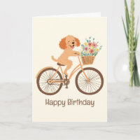 Gelukkige Verjaardag Goldendoodle Hond Fietsen Len