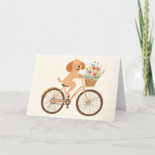Gelukkige Verjaardag Goldendoodle Hond Fietsen Len Kaart