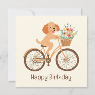Gelukkige Verjaardag Goldendoodle Hond Fietsen Len Kaart
