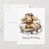Gelukkige Verjaardag Goldendoodle Hond Piloot Vlie Briefkaart (Voorkant / Achterkant)