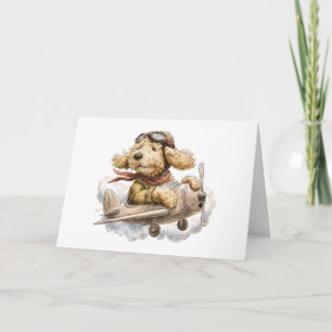 Gelukkige Verjaardag Goldendoodle Hond Piloot Vlie Kaart