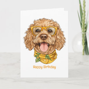 Gelukkige verjaardag Goldendoodle hond zonnebril S Kaart