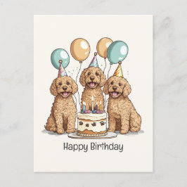 Gelukkige Verjaardag Goldendoodle Honden Briefkaart