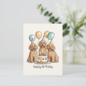 Gelukkige Verjaardag Goldendoodle Honden Briefkaart (Staand voorkant)