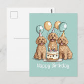 Gelukkige Verjaardag Goldendoodle Honden Briefkaart (Voorkant / Achterkant)