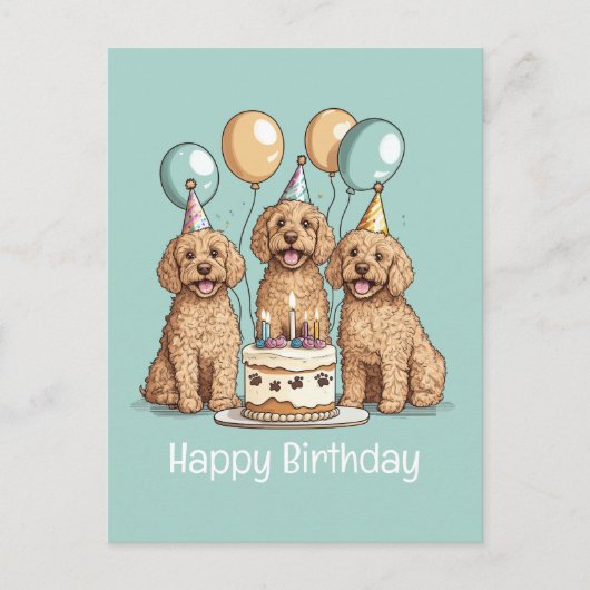 Gelukkige Verjaardag Goldendoodle Honden Briefkaart (Voorkant)