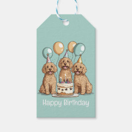 Gelukkige Verjaardag Goldendoodle Honden Cadeaulabel