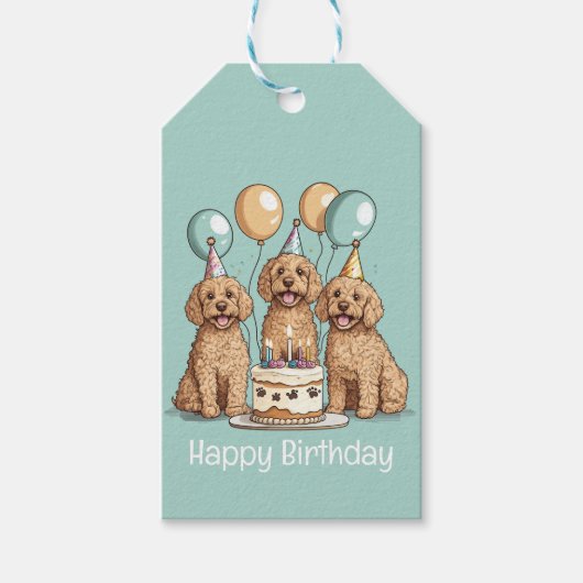 Gelukkige Verjaardag Goldendoodle Honden Cadeaulabel (Voorkant)