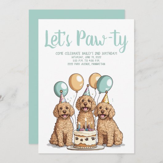 Gelukkige Verjaardag Goldendoodle Honden Kaart (Voorkant / Achterkant)