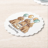 Gelukkige Verjaardag Goldendoodle Honden Kartonnen Onderzetters (Gekanteld)