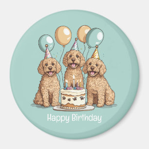 Gelukkige Verjaardag Goldendoodle Honden Magneet