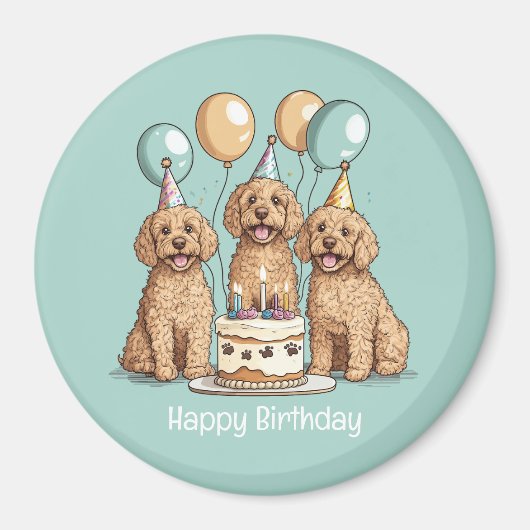 Gelukkige Verjaardag Goldendoodle Honden Magneet (Voorkant)
