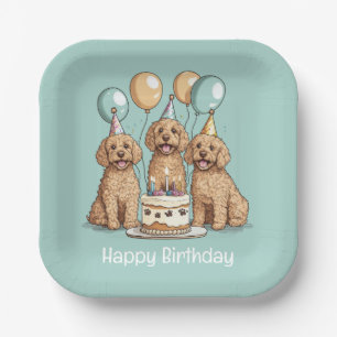 Gelukkige Verjaardag Goldendoodle Honden Papieren Bordje