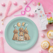 Gelukkige Verjaardag Goldendoodle Honden Papieren Bordje (Feest)