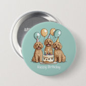 Gelukkige Verjaardag Goldendoodle Honden Ronde Button 7,6 Cm (Voorkant /achterkant)
