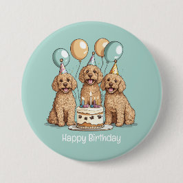 Gelukkige Verjaardag Goldendoodle Honden Ronde Button 7,6 Cm