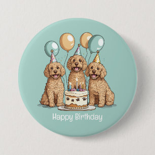 Gelukkige Verjaardag Goldendoodle Honden Ronde Button 7,6 Cm