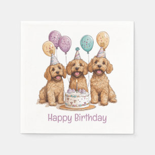 Gelukkige Verjaardag Goldendoodle Honden Verjaarda Servet