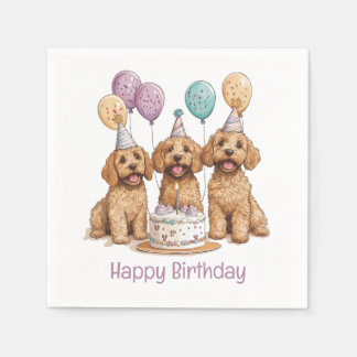 Gelukkige Verjaardag Goldendoodle Honden Verjaarda Servet