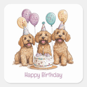 Gelukkige Verjaardag Goldendoodle Honden Verjaarda Vierkante Sticker