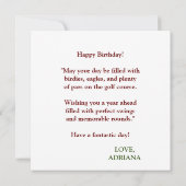 Gelukkige Verjaardag Golfbal Het raken van Water Kaart (Achterkant)