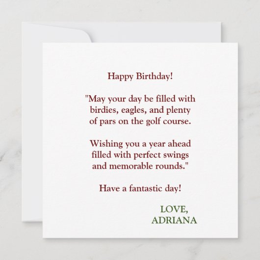 Gelukkige Verjaardag Golfbal Het raken van Water Kaart (Achterkant)